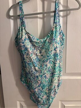 Lilly Pulitzer ladies soleil it on me Sea-Print One-Piece Swimsuit - Blue & Pink